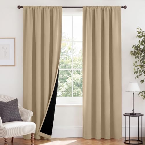 NICETOWN Biscotti Beige Blackout Curtains 42 x 84 inches Length