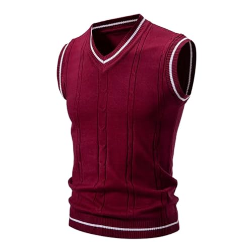 Gilet en tricot sans manches homme col V pull sans manche