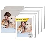 MARCOFOTO Set de 12 Marcos de Fotos 40x50 cm – Marcos de PVC Plateado con Cristal – Para Posters, Casa o Negocio