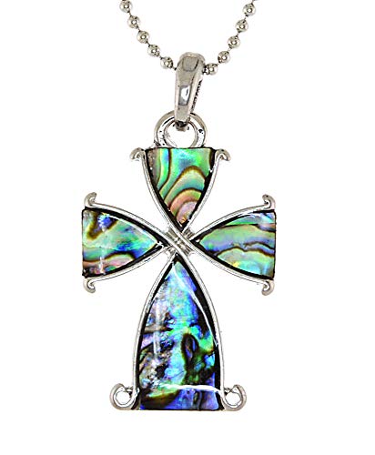 Mevoi Cross Abalone Shell Necklace