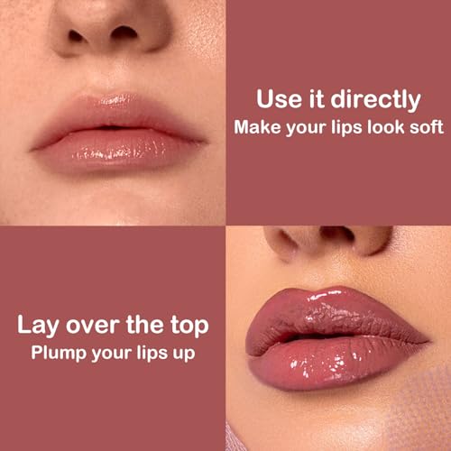Nude Lip Gloss, Natural Lipgloss Lipsticks for Women Long Lasting, Moisturizing Lipstick Lip Tint Lip Plumper, Hydrating Lip Stain Plumping Clear Lip Gloss - Image 3