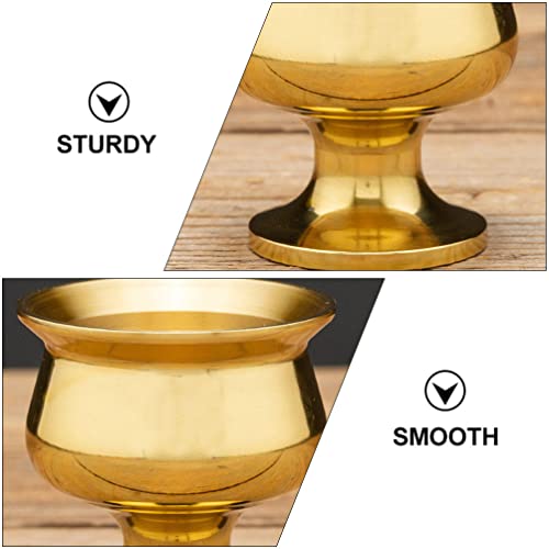 Hemoton Buddha Water Offering Cup Brass Altar Cup Sacrificial Tea Goblet Decorative Fortune Cup For Sacrificial Tea Yoga Meditation Incense Temple Decor(1.97 X 1.97 X 1.85 Inch) #TOP3