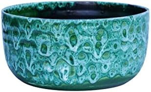Ivyline Sapphire Reactive Glaze Bowl - UV Stable, Stylish & Waterproof - Durable Tabletop Decorative Round Ceramic Indoor Flower Pot - H12.5cm x D25cm