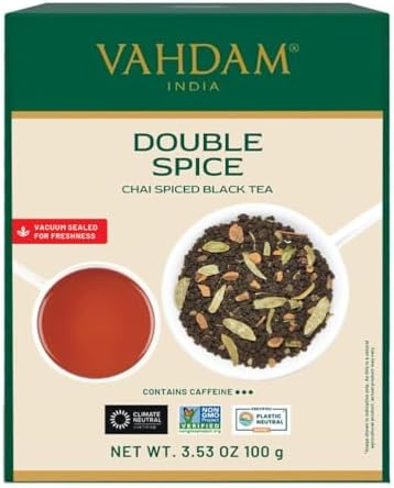 VAHDAM, Strong Indian Masala Chai Tea (50 Cups, 100g) Double Spice & Robust - Traditional Blend of Black Tea, Cardamom, Cinnamon, Cloves & Black Pepper | Great for Chai Latte