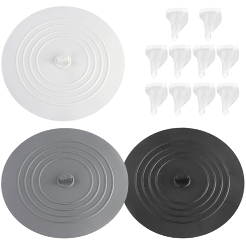 Lot de 13 bouchons de vidange universels en silicone pour cuisine, salle de bain, baignoire, lavabo - Noir, blanc, gris