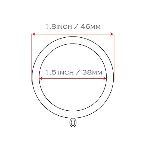 Jocon HD6038Q Pack of 28 Drapery Curtain Rings, Eyelet Rings, 1.5 Inch Inner Diameter (28, Black) - Thumbnail 4