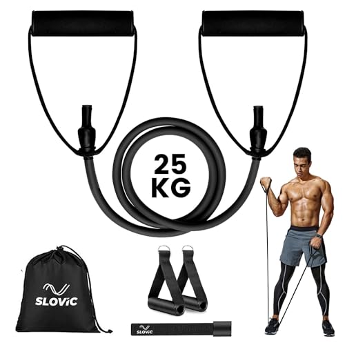 Image of Slovic Resistance Tube [Upto 25 KG] | Resistance Band for Workout | Stretching Band for Exercise Band | Resistance Bands Set | Gym Equipment for Home Workout | Ideal for Men & Women