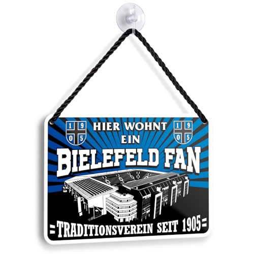Bielefeld Fan Blechschild 18x12cm Wanddeko Türschild Geschenkidee Fußball Fanartikel mit lustigem Spruch Stadion Supporter Deko