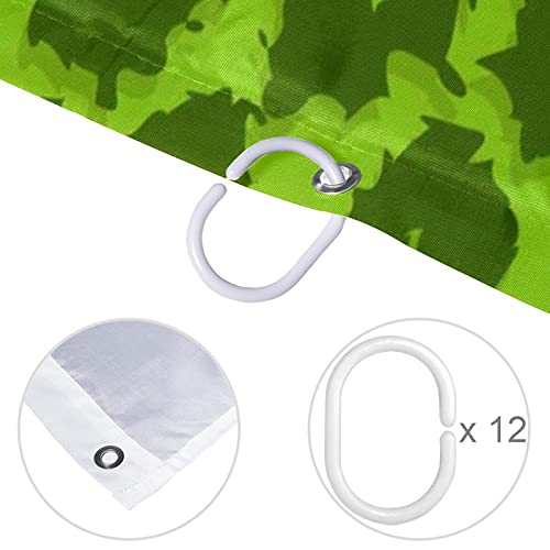 Rideau de douche imprimé léopard vert noir avec anneaux de fixation - 5