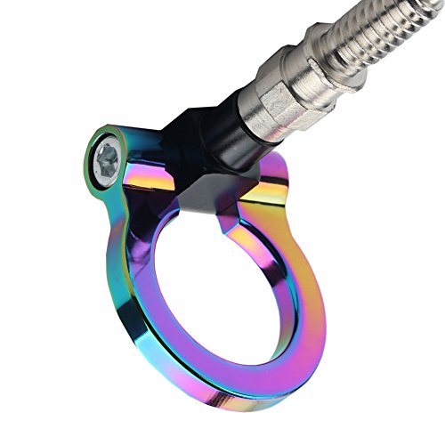 Jgr Track Racing Style Tow Hook Towing Eye Cnc Aluminum Screw On Front Rear Bumper Compatible With Bmw 3 Series E36 E46 E90 E91 E92 E93 318 320 323 325 328 330 335 M3 1992 To 2012 Neo Chrome #TOP1