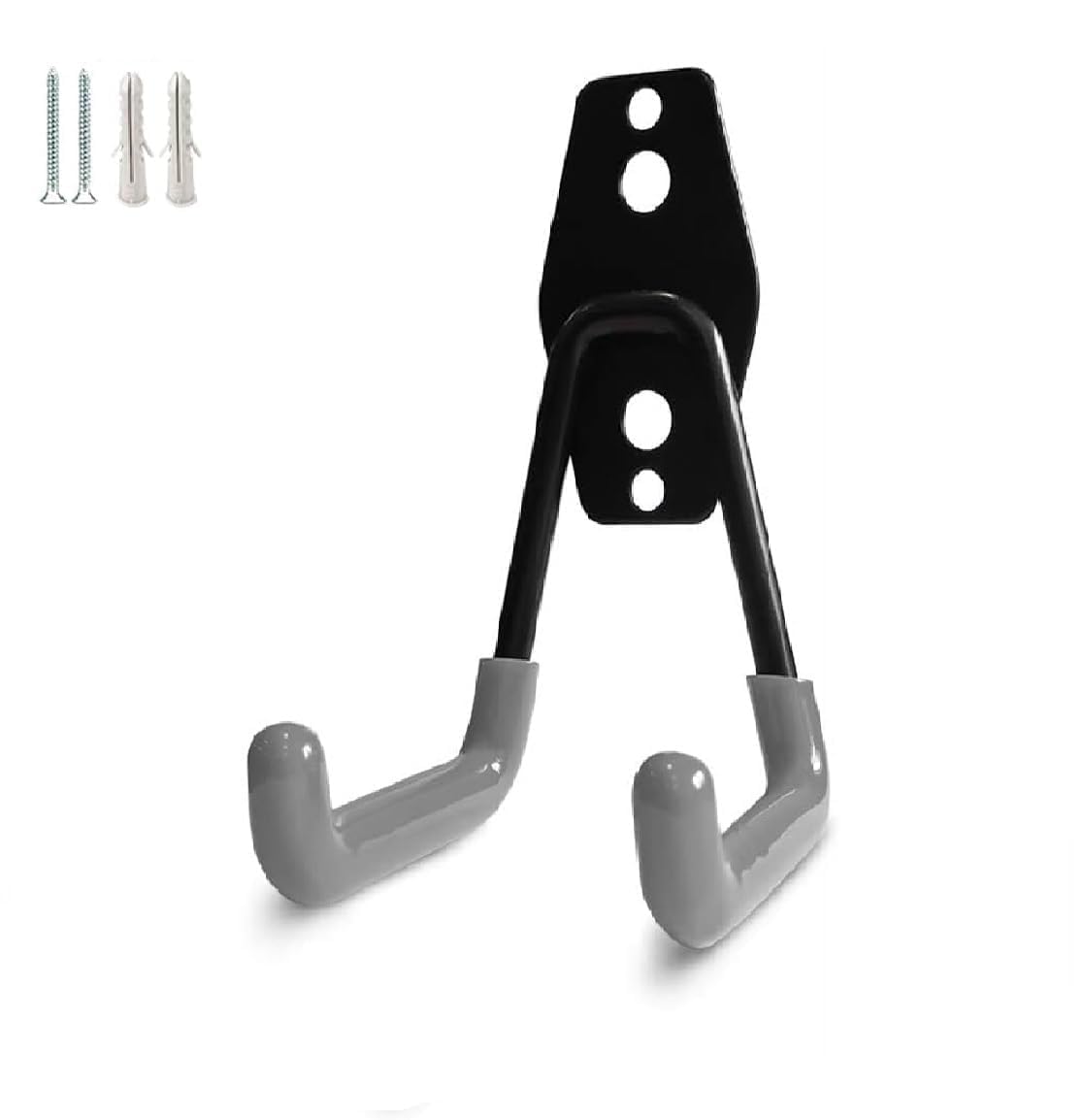 NYALA 2 Pcs Universal Heavy Duty Steel Garage Storage Hooks Set, Wall-Mounted Utility Hooks and Hangers, Iron Wall Mount Tool Holder, Metal Rubber Mount Hooks for Home Chair Ladder (Grey) (1)-image-16