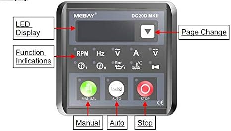 Generator Controller DC20D Genset Controller Automatic Generator Start Controller Module Electronic Diesel Gasoline Engine Generator Controller Micro-Computer Control LED Display