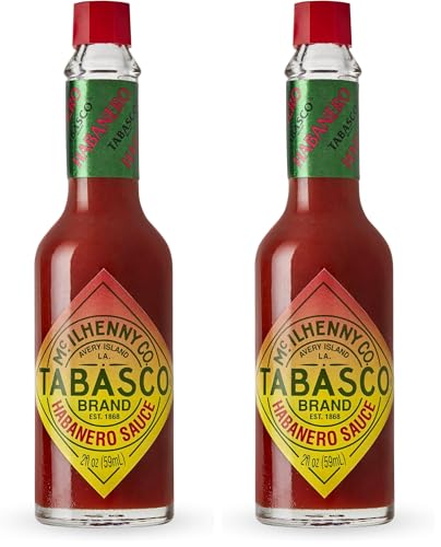 Image of TABASCO Brand Habanero Hot Sauce, Spicy Heat & Fruity Balance, Glass Bottle, Jamaican-Style, Packed with Heat, Great for Wing Sauce, Shrimp Kabobs, & More, 2 Fl Oz (Pack of 2)