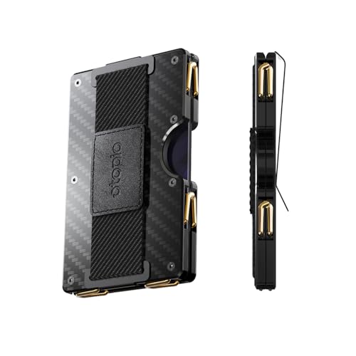 OTOPIO Slim Carbon Fiber Wallet for Men – Minimalist RFID Blocking Wallet with Upgraded Hinged Money Clip