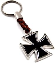 Claro Schmuck Key Pendant Key Ring Made of Metal, Thickness 2 mm, Total Length Approx. 9 cm - 12 cm, Iron Cross, Unit size