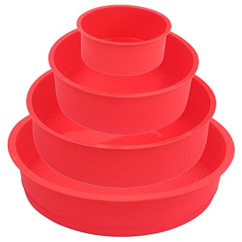 BAKER DEPOT Silicone Mould for Baking Nonstick Layer Cakes Bakeware Round Cake Pans Chocolate Rainbow Cake for Birthday Wedding Party 4 6 8 9 Inch Set of 4 by BAKER DEPOT - Used condition - US$12.65