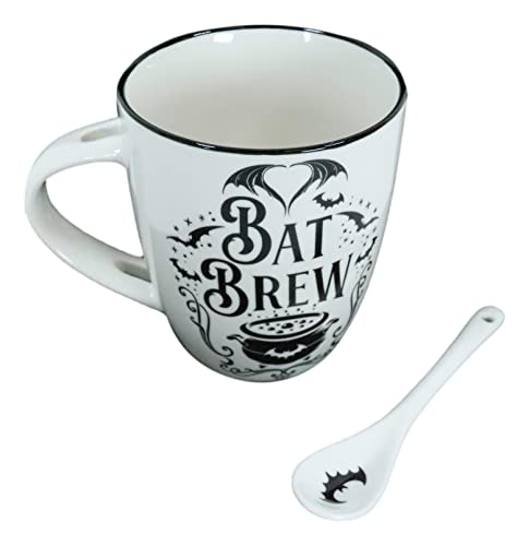 Ebros Gift Wicca Gothic Alchemy Bat Brew Magical Cauldron Dark Spells Porcelain Mug And Spoon Set With Built In Spoon Rest Handle 13Oz Coffee Tea Drink Cup Mugs #TOP2