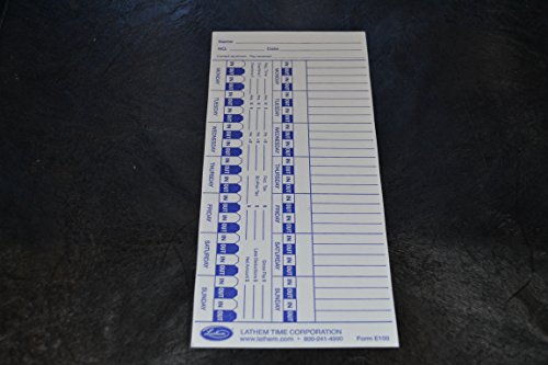 Lathem Time E100 Time Card For Lathem Models 900E/1000E/1500E/5000E, White, 100/Pack #TOP27