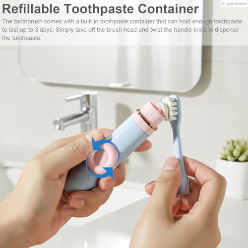 Cepillo de dientes de viaje con compartimento para pasta recargable pack de 2 4