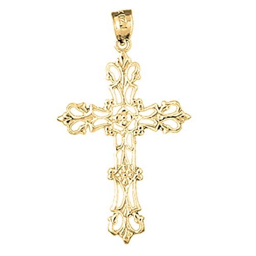 Jewels Obsession Floral Cross Earrings | 14K Yellow Gold Floral Cross Lever Back Earrings - Made In Usa #TOP2
