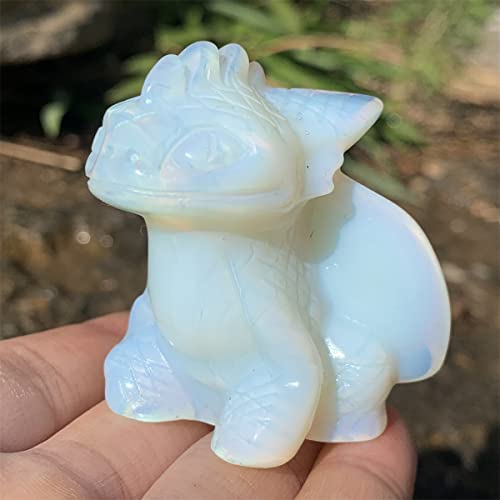 Liliyagem Healing Crystal Stone Human Reiki Skull Figurine Statue Sculptures Fly Dragon Skull Crystal Halloween (Opalite Dragon Skull) Lly-Ods #TOP2