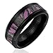 8MM Women's Titanium Ring Wedding Band | Black Plated with Camouflage on Pink Background Inlay | Beveled Edges