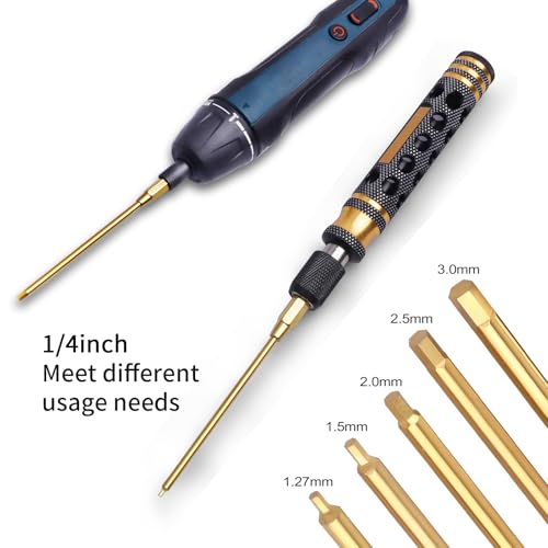 CrazyHobby Titanium-Coated RC Hex Bit Set (1.27/1.5/2.0/2.5/3.0mm) Allen Keys for RC Hex Screws Compatible with 1/4" Drive Drill Precision RC Tools Kit by CrazyHobby - Image 3