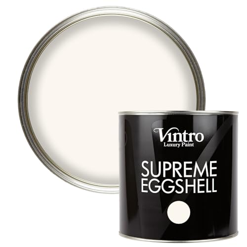 Vintro Paint | Eggshell Paint | for Walls | Wood | Trim | Satin Furniture Paint | Interior & Exterior Use. (Creamy White - Champagne Waltz, 2.5 Litres)