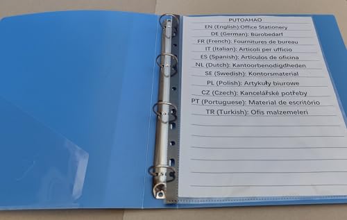 PUTOAHAO 100 Stück Klarsichthüllen A4 Glasklar aus PP (0.06 mm,60 My,60µ,60 micron),mit 11 Lochungen für 2/3/4-Ring-Ordner, Klarsichtfolien A4 für Dokumente,Broschüren,Ordner (Schwarz Seite,6C-100)