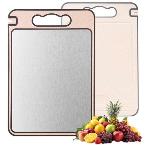 Tabla de cortar rectangular de titanio 2 en 1 beige miniatura 1