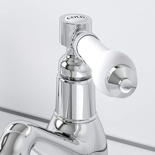 Traditional Bathroom Hot and Cold Pair Basin Taps Pair Ceramic Lever Handles Chrome