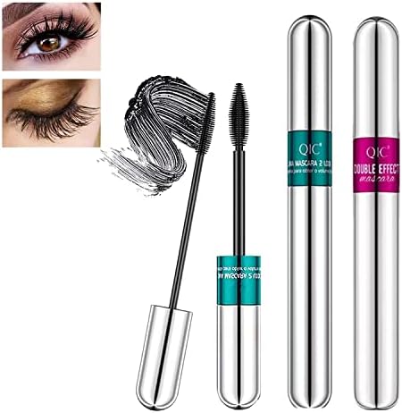 2 PCS Thrive Vibely Mascara 5X Longer Waterproof Superstrong and Long-Lasting No Clumping 4D 2 in 1 Lash Cosmetics For Natural Lengthening And Thickening Effect, Create Beauty Charming Eye Make up