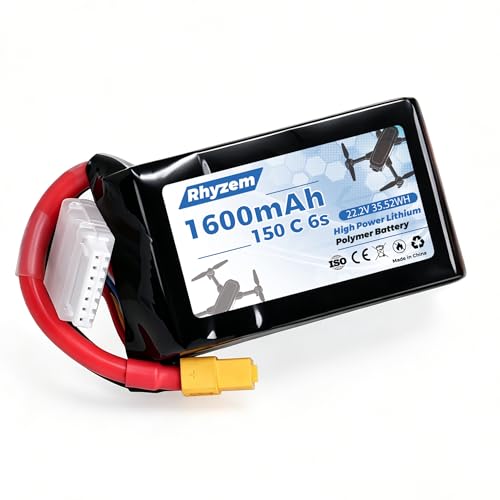 Rhyzem 1600 mah 6s Lipo Battery 150C 22.2V Lipo Battery with XT60 Connector