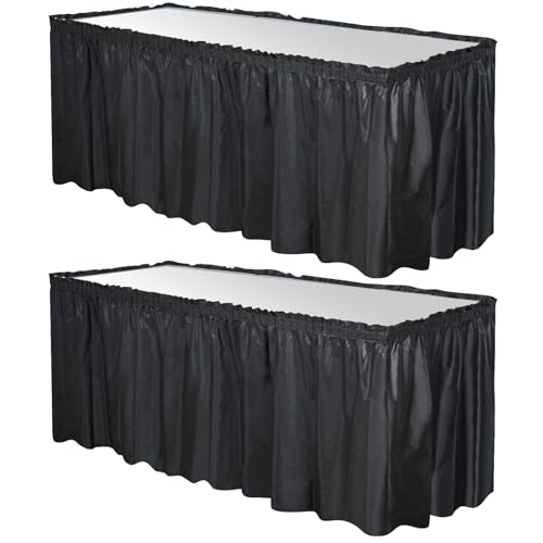 Black Plastic Table Skirts Party Decorations 2-Pack
