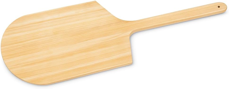 Wooden Pizza Peel, 20 x 21.875 Inch Rectangular Blade with 21 Inch Handle, Non-Perforated Tapered Design, 42 Inch Total Length