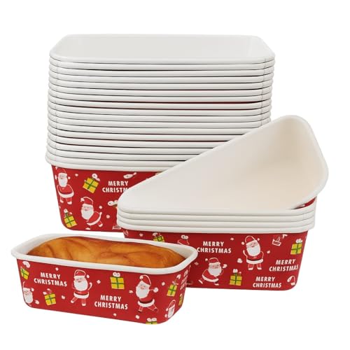 Image of Loaf Pans, Plumpy Disposable Loaf Bread Pan, Bread Pans for Baking Molds with Festive Snowflake and Christmas Designs, for Cakes and Treats (Mix Colour Pattern & Design, Pack of 10)