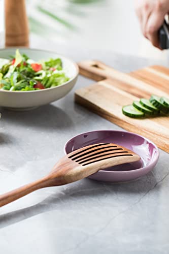 Porcelain Utensil Rest With Drip Pad For Multiple Utensils, Spoon Rest & Spoon Holder For Stove Top, Kitchen Utensil Holder For Spoons, Ladles, Tongs & Spatula As Christmas Gift, Purple #TOP3
