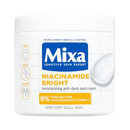 Mixa Crema Idratante Anti-Macchie, Per Pelle Secca E Spenta, Pelle Idratata Per 48H, Incarnato Luminoso E Uniforme, Con Il 9% Di Niacinamide, Vitamina