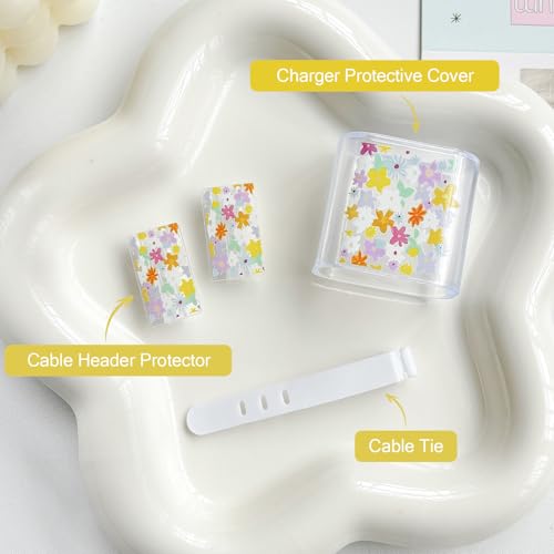 Protector de cargador iPhone 20W Lovmooful transparente con flores 2