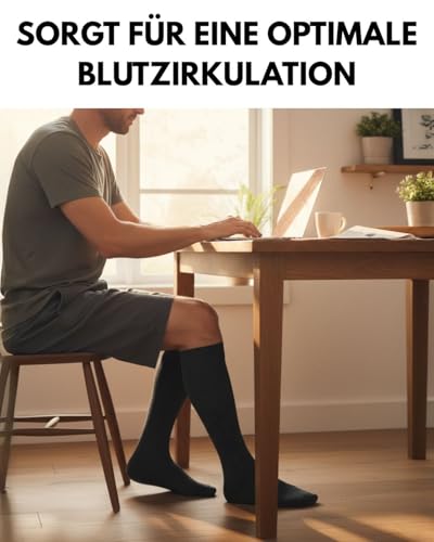 sockenkauf24 1 | 2 | 4 Paar Stützstrümpfe Reisestrümpfe Kompressionsstrümpfe Damen & Herren Stützkniestrümpfe 41900 WP (43-46 | 2 Paar, Schwarz)