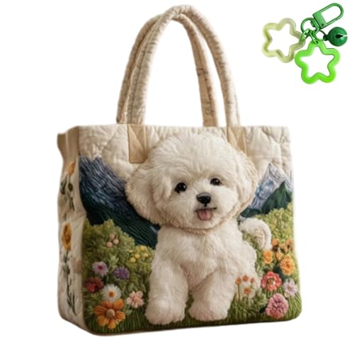 2026 Sac Fourre-Tout Avec Mouton, Sac De Mouton, Sac Fait à La Main Avec Mouton, Matelassé Avec Motif De Mouton Amusant, For Les Amoureux Des Animaux, Poignée Rembourrée(F,43*10*40cm)