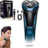 Snapbuy Electric Razor for Men, Electric Razor Pro of Father, 4D Floating Head Rotary Shaver,2025 New Electri c Shaver with LCD Display & Quiet Motor, IPX7 Waterproof (Blue)