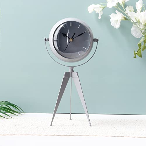 Newimage Metal Clock For Bedroom 12.5" High Desk Clock Modern Kitchen Clock With Mirror Backside For Living Room Bedside Bedroom Office Desktop Countertop (Grey) #TOP2