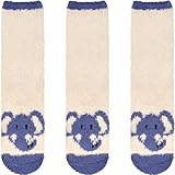 BambooMN Women's Super Soft Warm Microfiber Fuzzy Cozy Animal Socks, 03 Elephant, 3 Pairs Value Pack