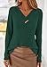PRETTYGARDEN Women's Long Sleeve Shirts 2026 Fall Fashion Clothes Ribbed V Neck Spring Loose Tunic Tops Lightweight Sweaters (Dark Green,Medium)