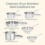 Cuisinart Chef's Classic 10-Piece Stainless Steel Pots and Pans Set, Cool Grip™ Handles, Silver (77-10PC)