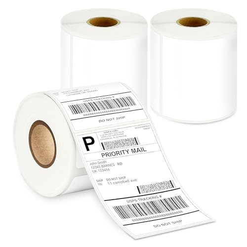 Image of GLUN 4x6 (100x150mm) Direct Thermal Labels, 400 Label Per Roll, Self-Adhesive Rolls for Shipping and Printer Use Pack of 3