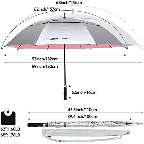 image for G4Free 68 Inch UV Protection Golf Umbrella Auto Open Extra Large Windp
