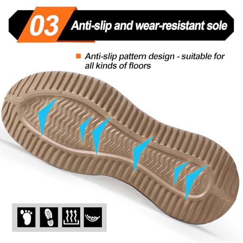 Image of LAoutun Steel Toe Shoes for Men Work Shoes Safety Sneakers Comfortable Lightweight Puncture Proof Slip on Indestructible Construction Work Shoes