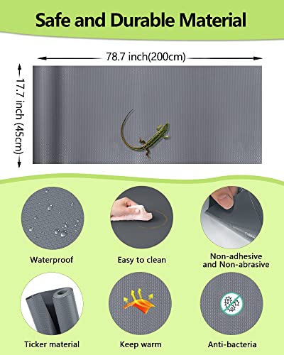 Bearded Dragon Tank Accessories, Reptile Carpet Terrarium Liner Substrate Mat Non-Adhesive Reptile Habitat Bedding For Reptile Tank For Leopard Gecko Lizard, Iguana, Snake, Tortoise (Gray 78.7Inch) #TOP2